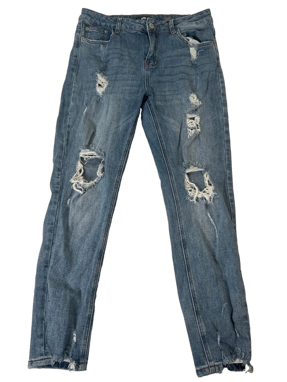 B&M Black Label Jeans Women’s Size 11 High Rise Boyfriend Distressed Light Wash